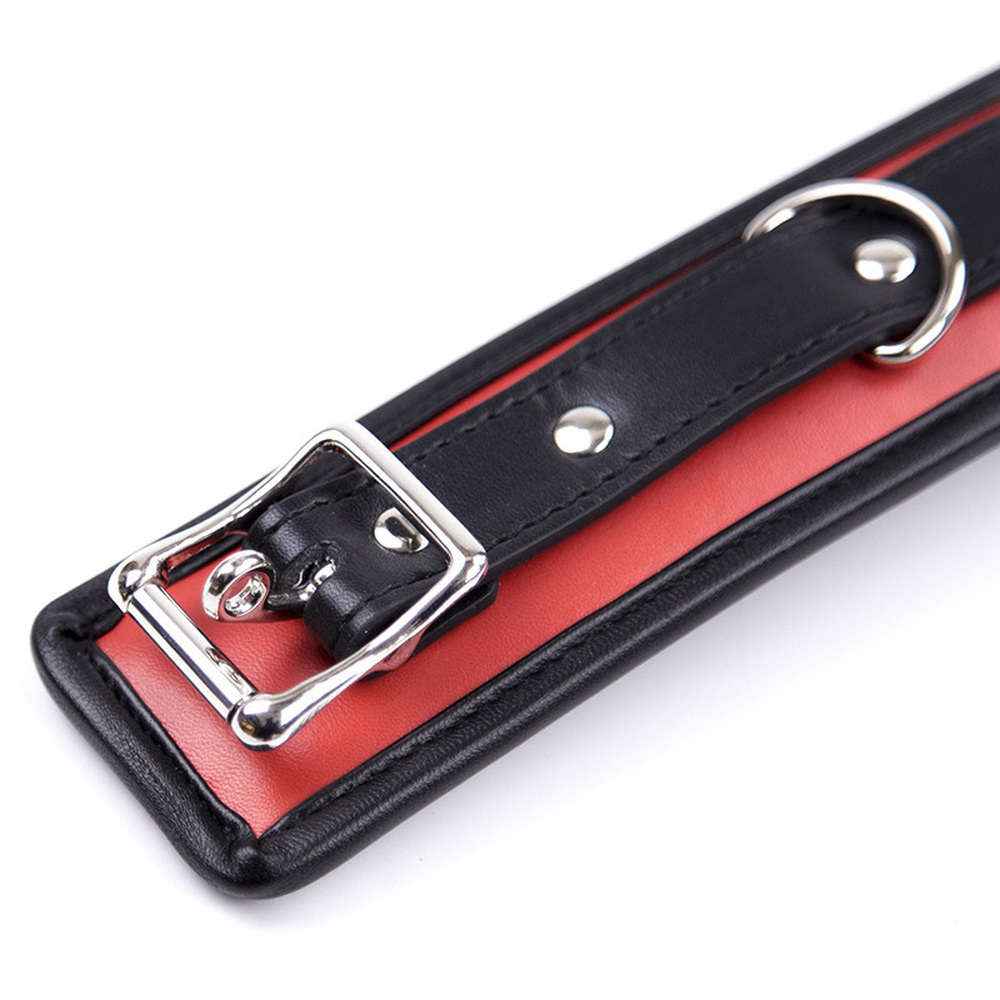 (image for) Black And Red Thick D Ring Neck Collar