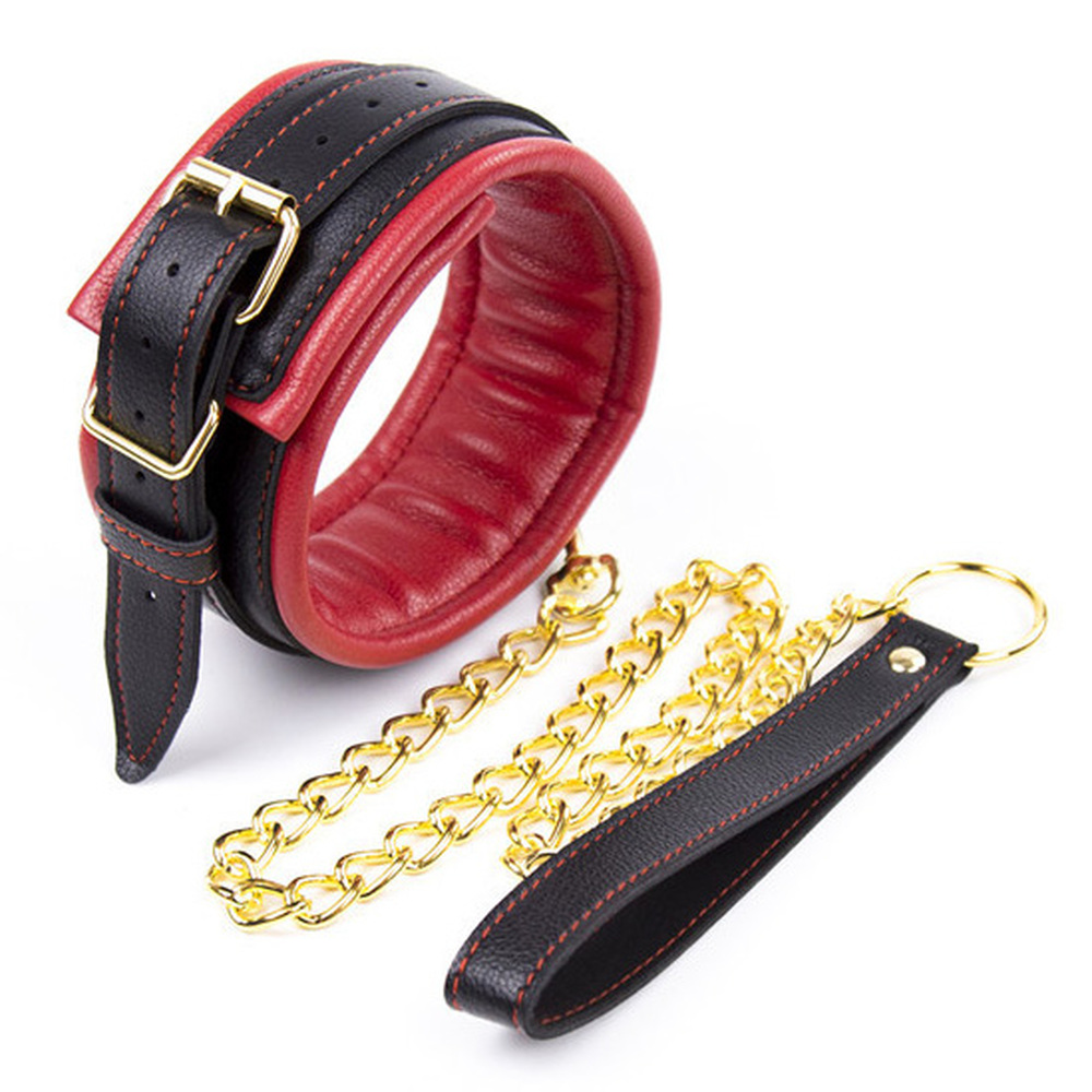 (image for) Golden Chain Leash Thick Bondage Collar