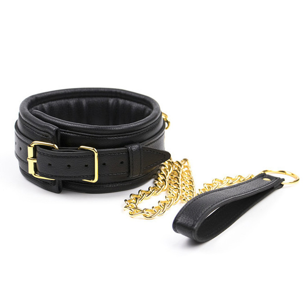 (image for) Golden Chain Leash Thick Bondage Collar