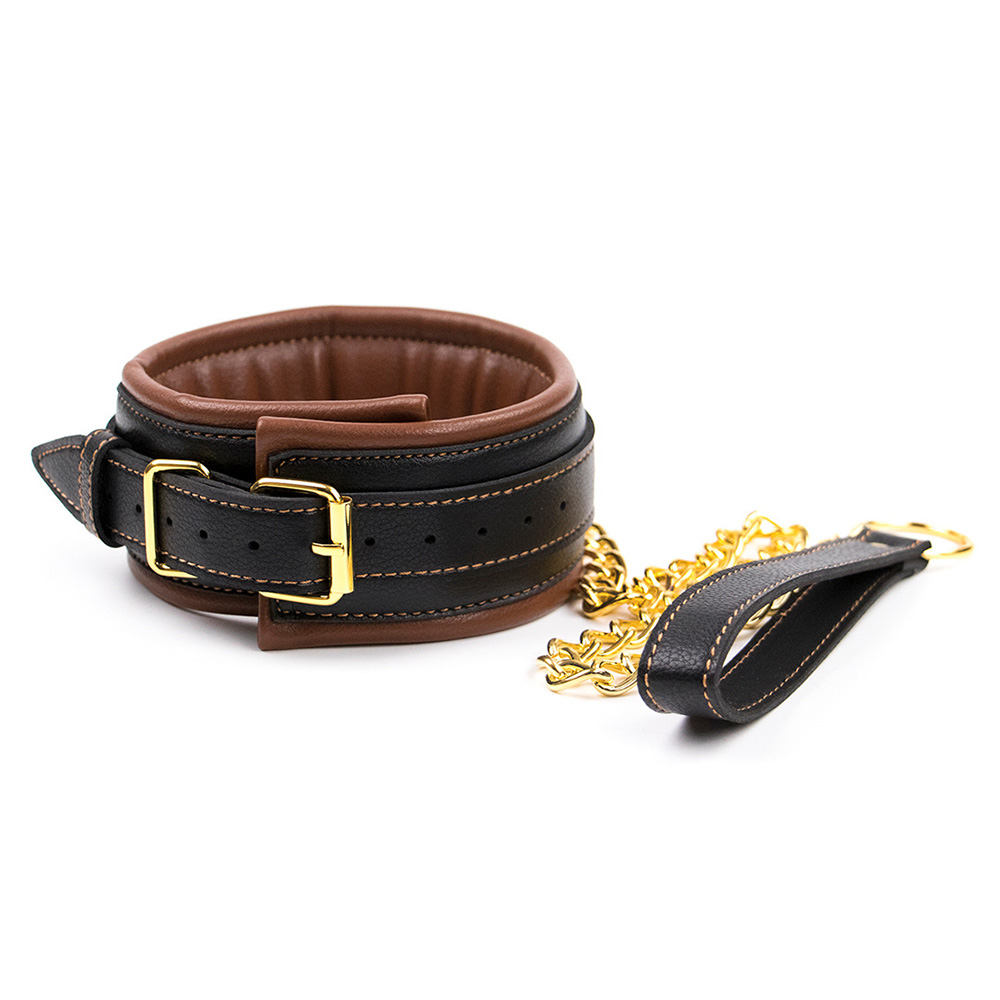 (image for) Golden Chain Leash Thick Bondage Collar