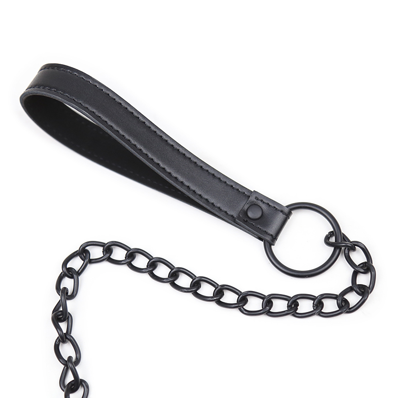 (image for) Leather Black Chain Neck Collar