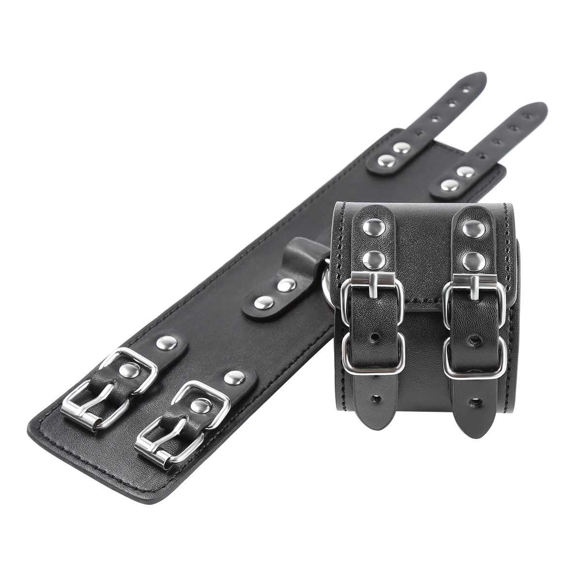 (image for) Pin Buckle Double Belt Wrist & Ankle Restraints Cuffs
