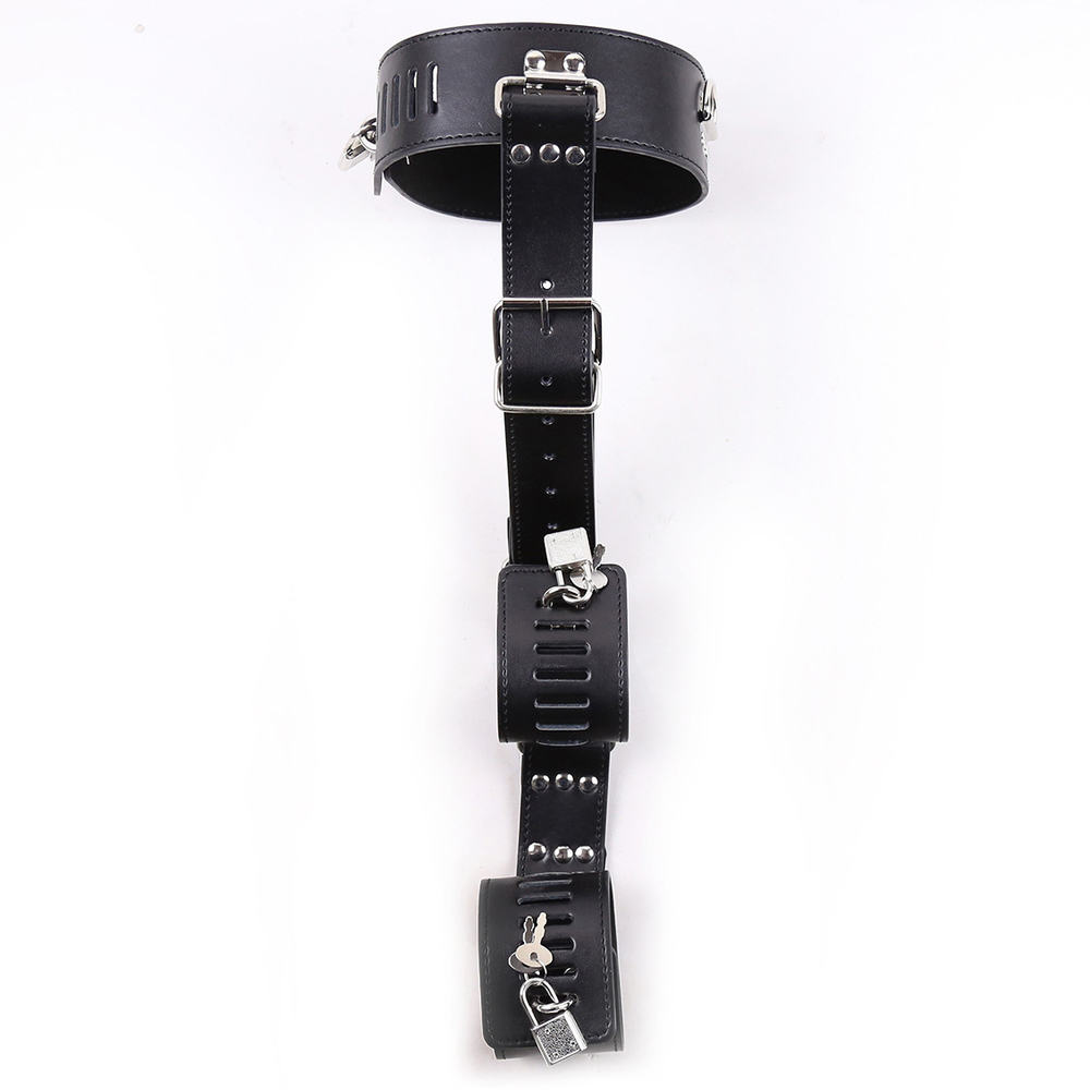 (image for) Faux Leather Neck To Wrist Restraint With Belt