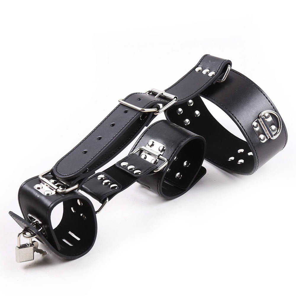 (image for) Faux Leather Neck To Wrist Restraint With Belt