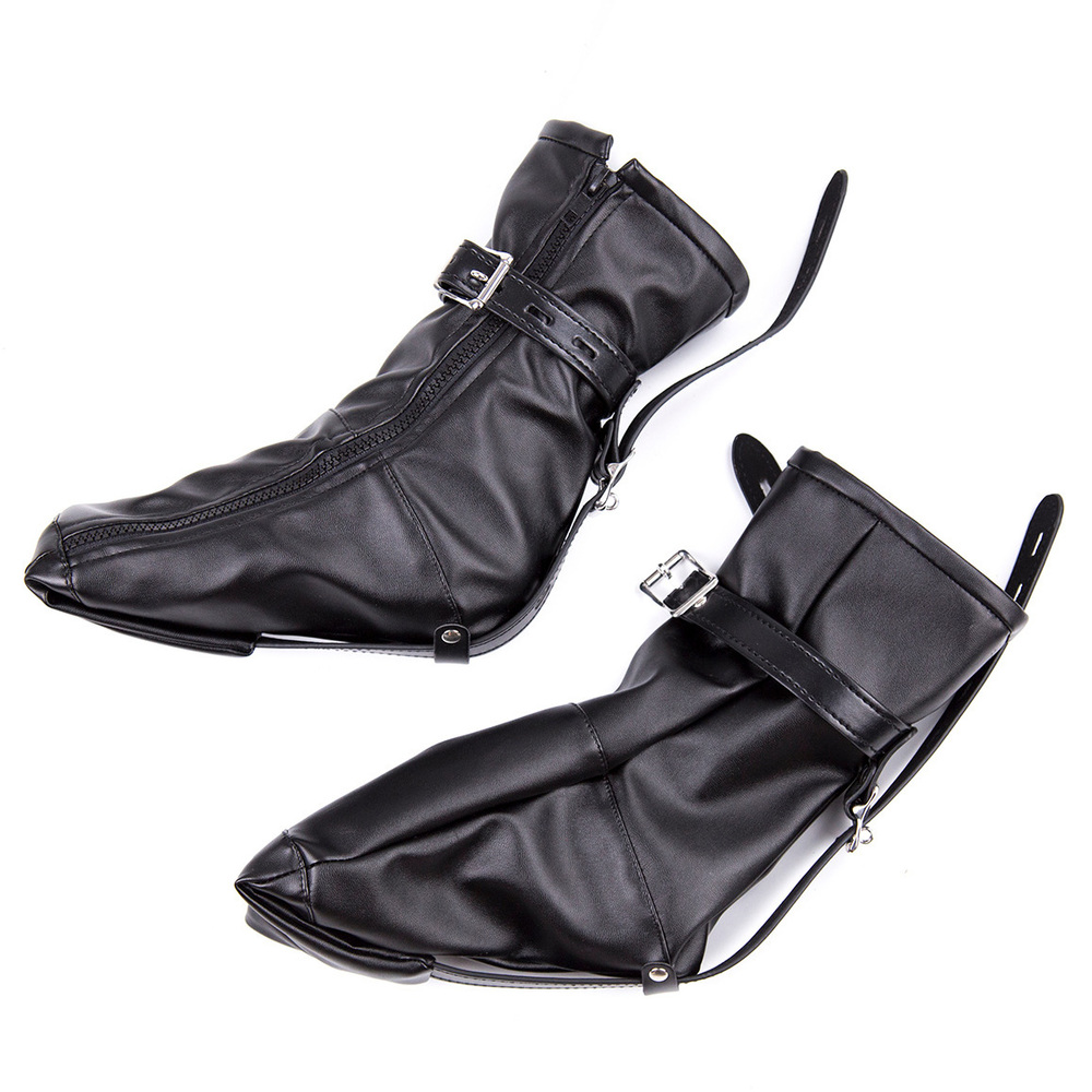 (image for) Black Soft Leather Foot Bondage Booties