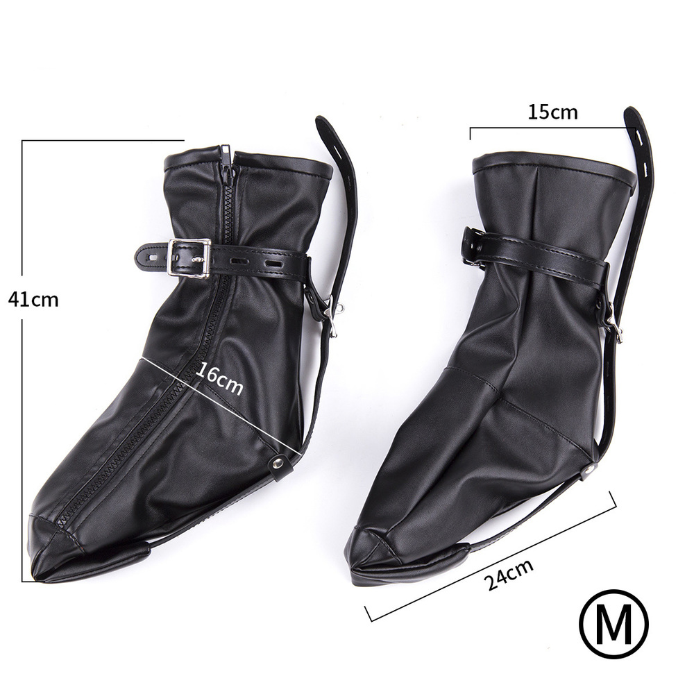(image for) Black Soft Leather Foot Bondage Booties