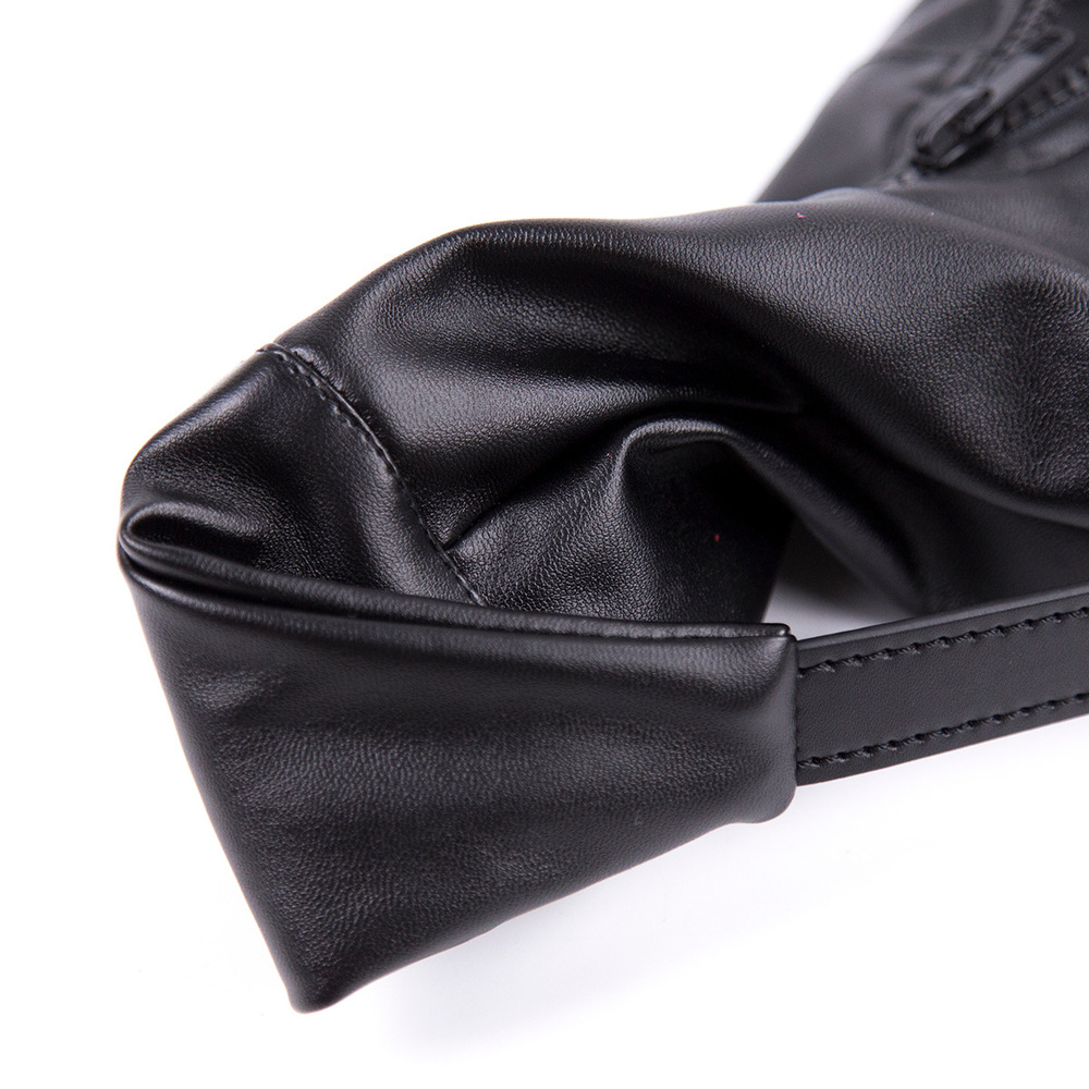 (image for) Black Soft Leather Foot Bondage Booties