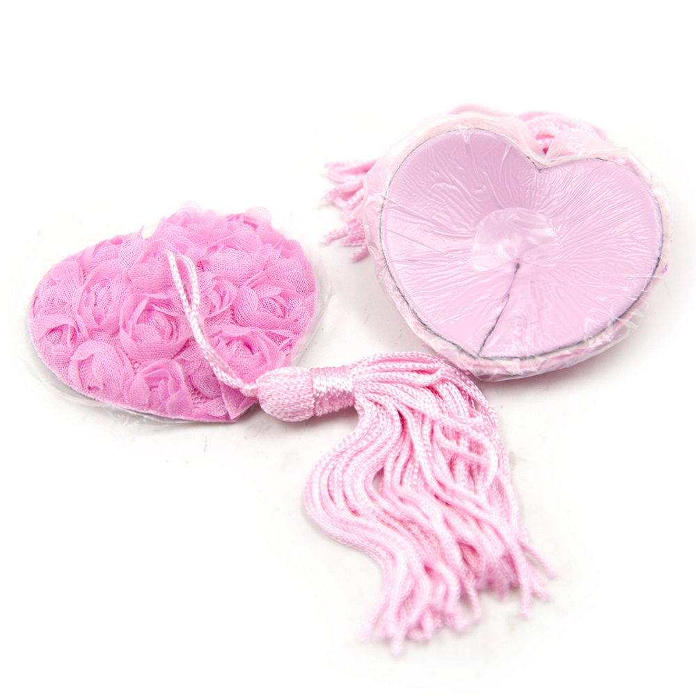 (image for) Satin Rose Heart Nipple Pasties With Tassel