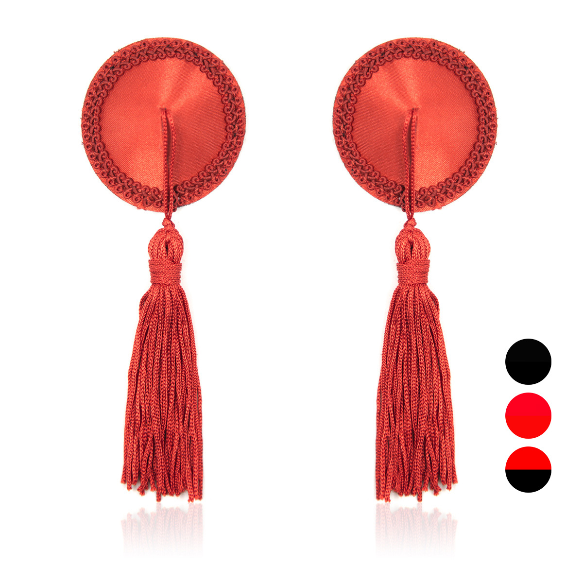 Satin Lace Nipple Covers With Tassels