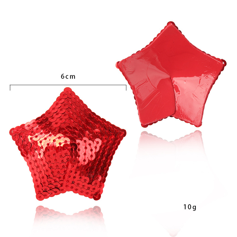 (image for) Pair of Shiny Red Sequin Star Nipple Pasties Covers