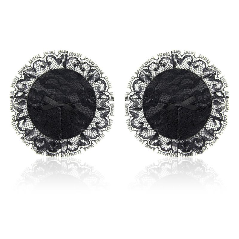 (image for) Black Nipple Pasties with Lace Overlay