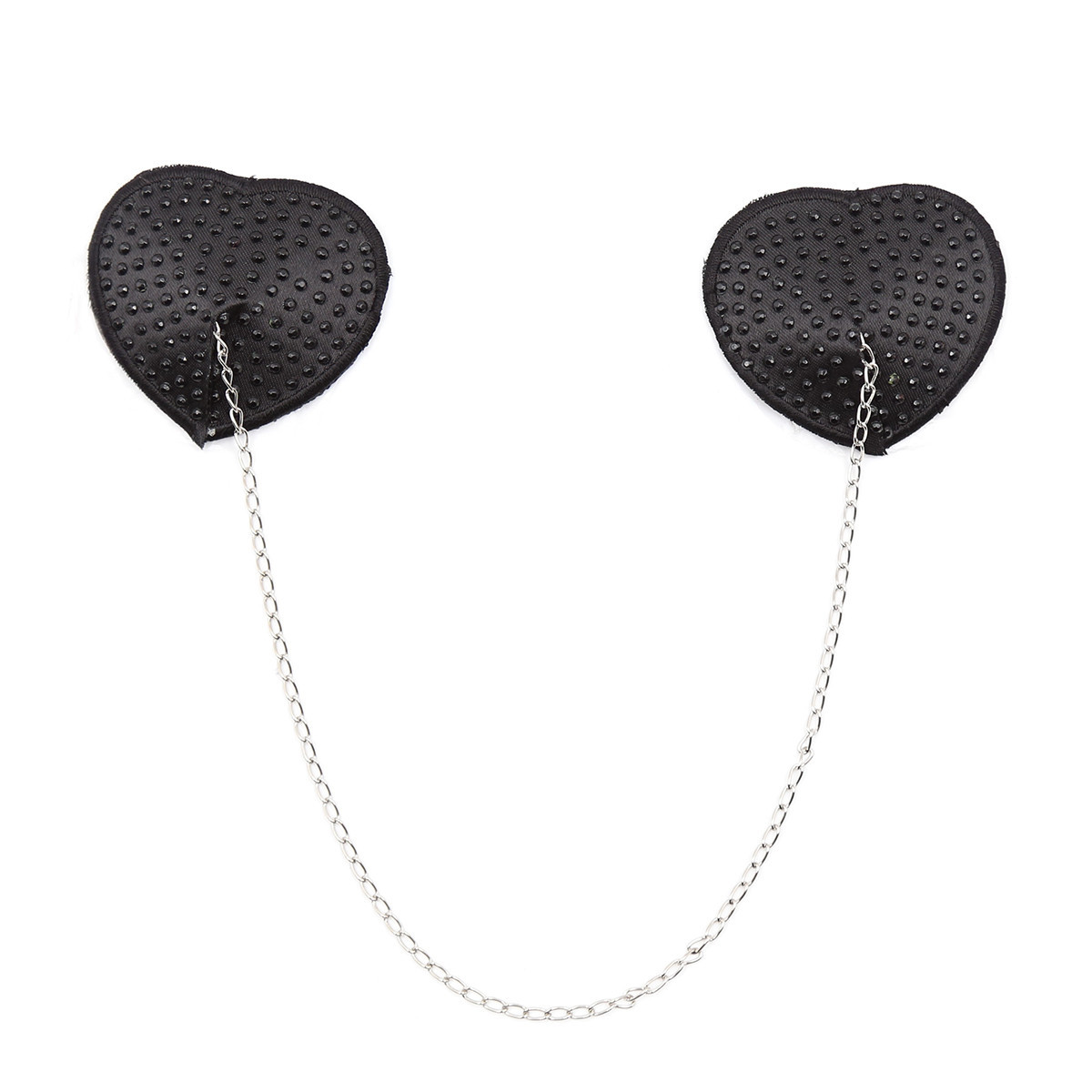 Heart Shaped Black Nipple Covers With Stones