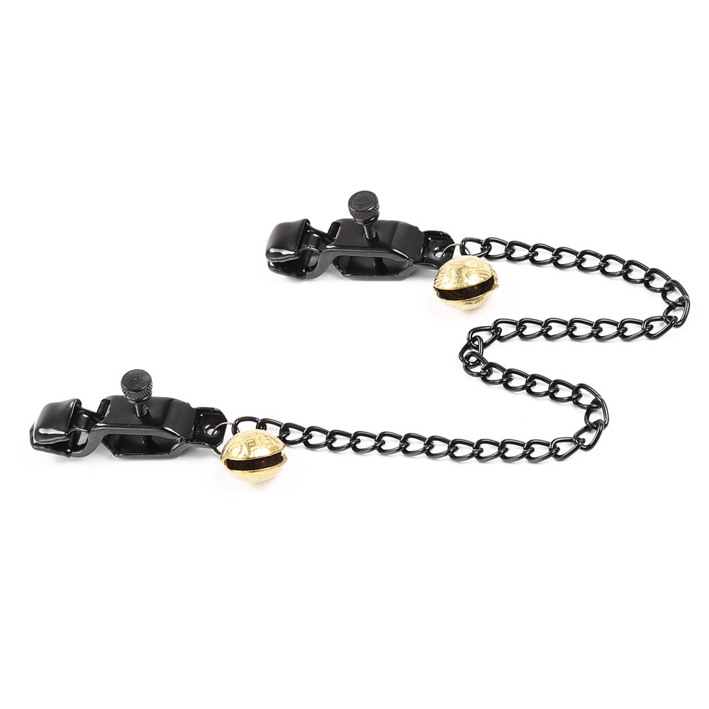 (image for) Unisex Alligator Nipple Clamps With Bell And Chain