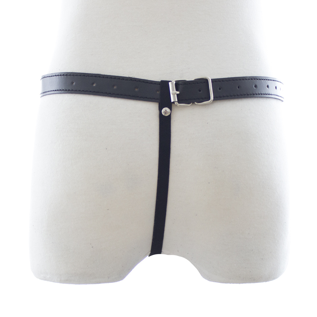 (image for) Open Outline Chain Front Leather G-String