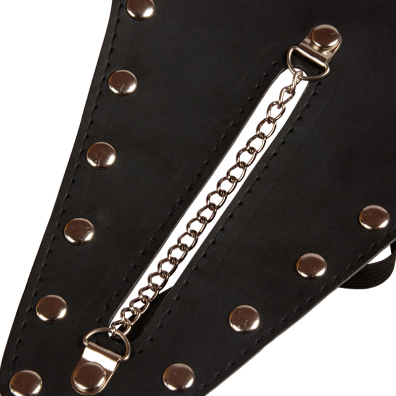 (image for) Open Outline Chain Front Leather G-String