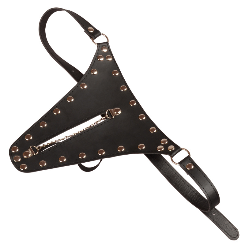 (image for) Open Outline Chain Front Leather G-String