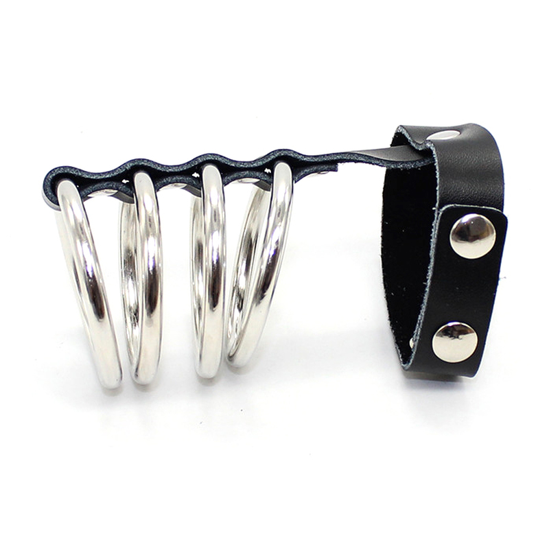 (image for) Leather Cock Strap & 4 Metal Rings