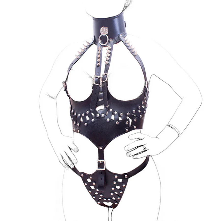 (image for) Adjustable Queen PU Leather Costume Bondage Harness