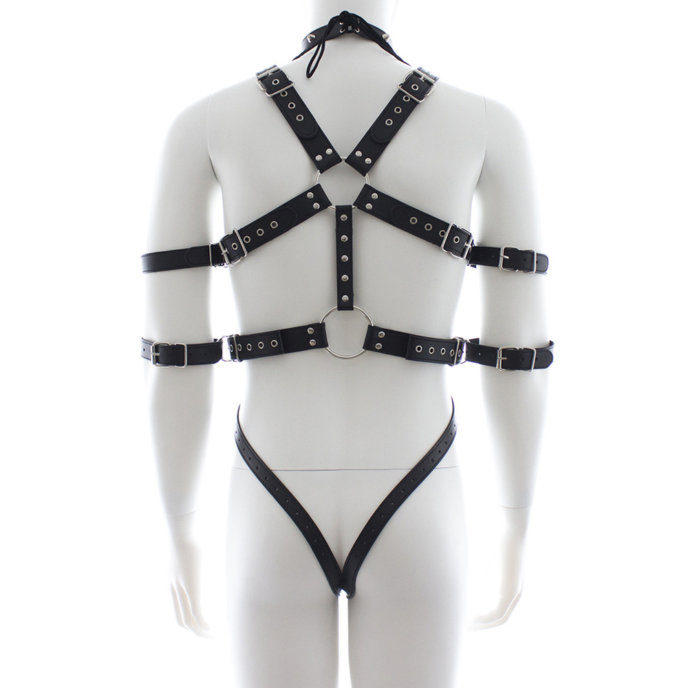 Fetish Full Body Harness With Double Cuffs