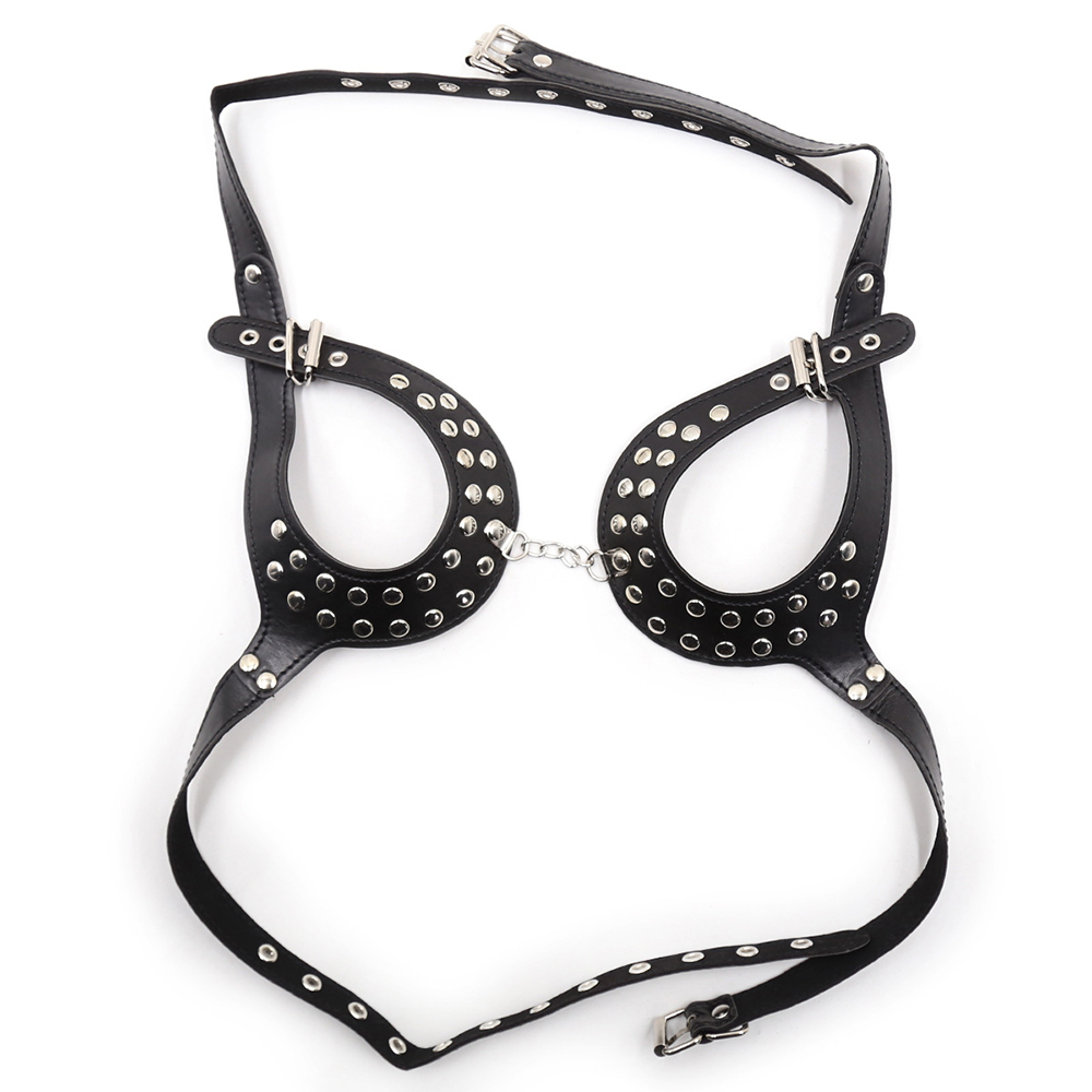 (image for) Open Outline Leather Bra with Rivets