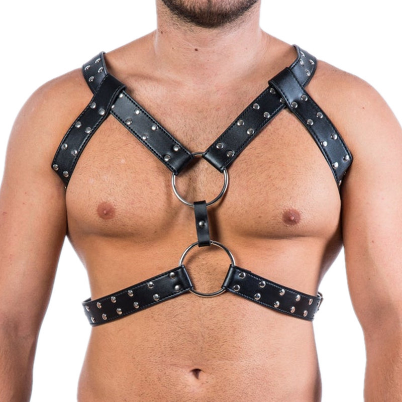 Men\'s Sexy Bondage Double Belt Chest Harness