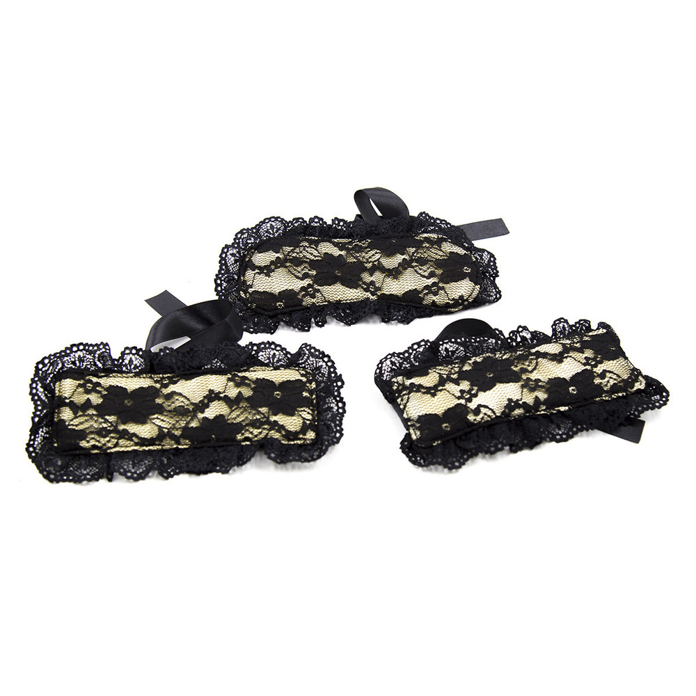 (image for) Lace Blindfold & Cuffs Fetish Play Kit - 2 Pcs