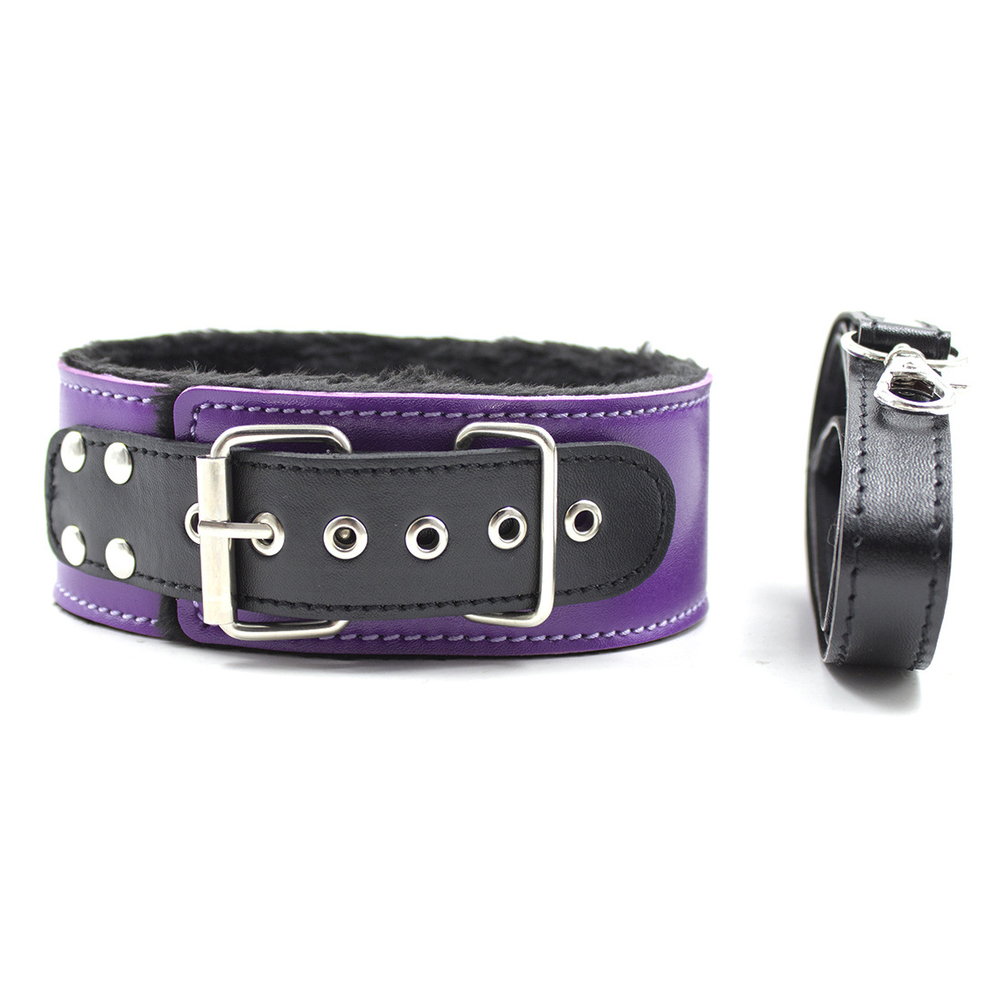 (image for) Purple And Black Fur Lined Bondage Kit 8 Piece