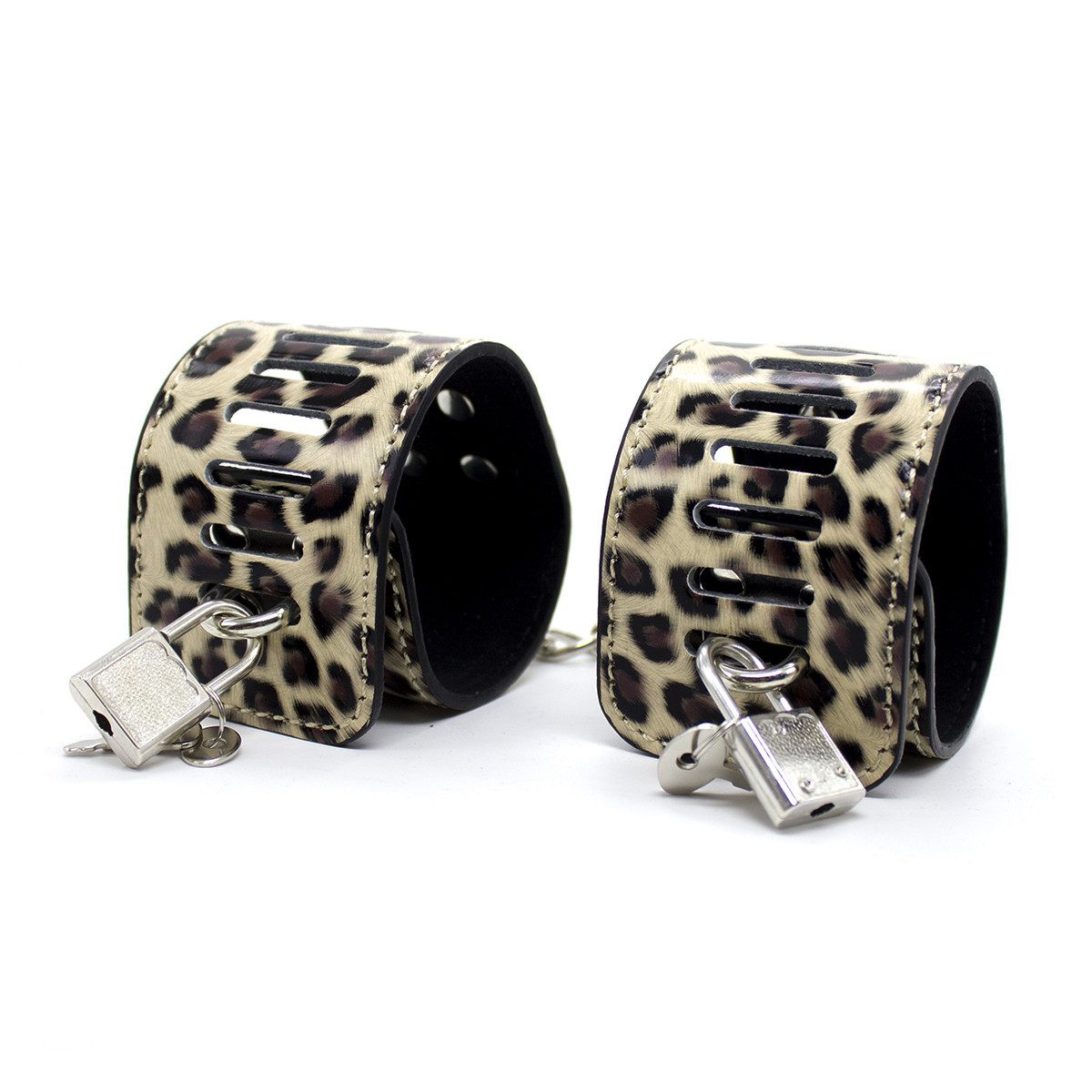 Lockable Leopard Print 10 Piece Bondage Kit