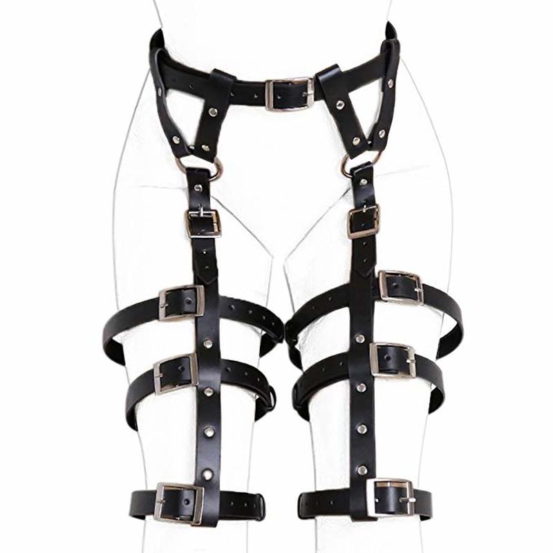 (image for) Women Punk Leather Harness Adjustable Garter Belt